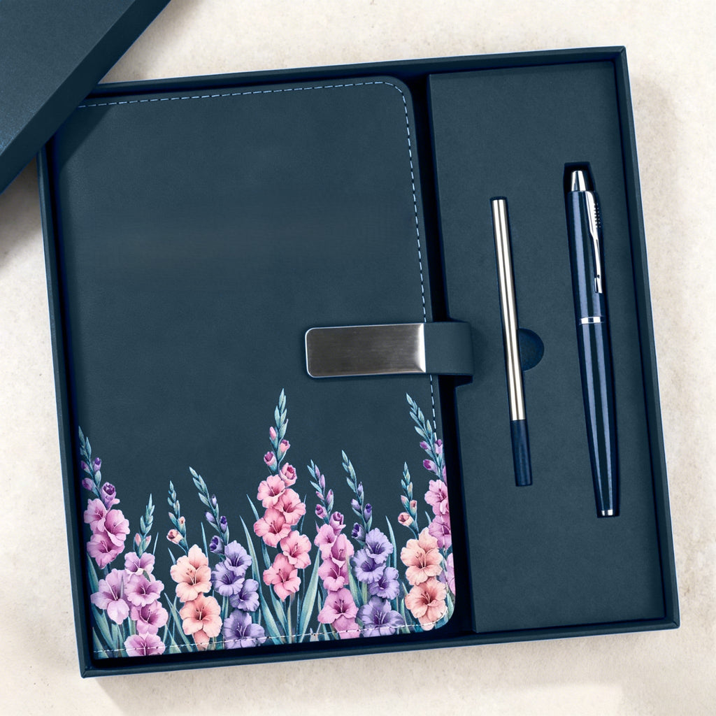 Custom Flower Notebook Set - Personalized Birthday Gifts