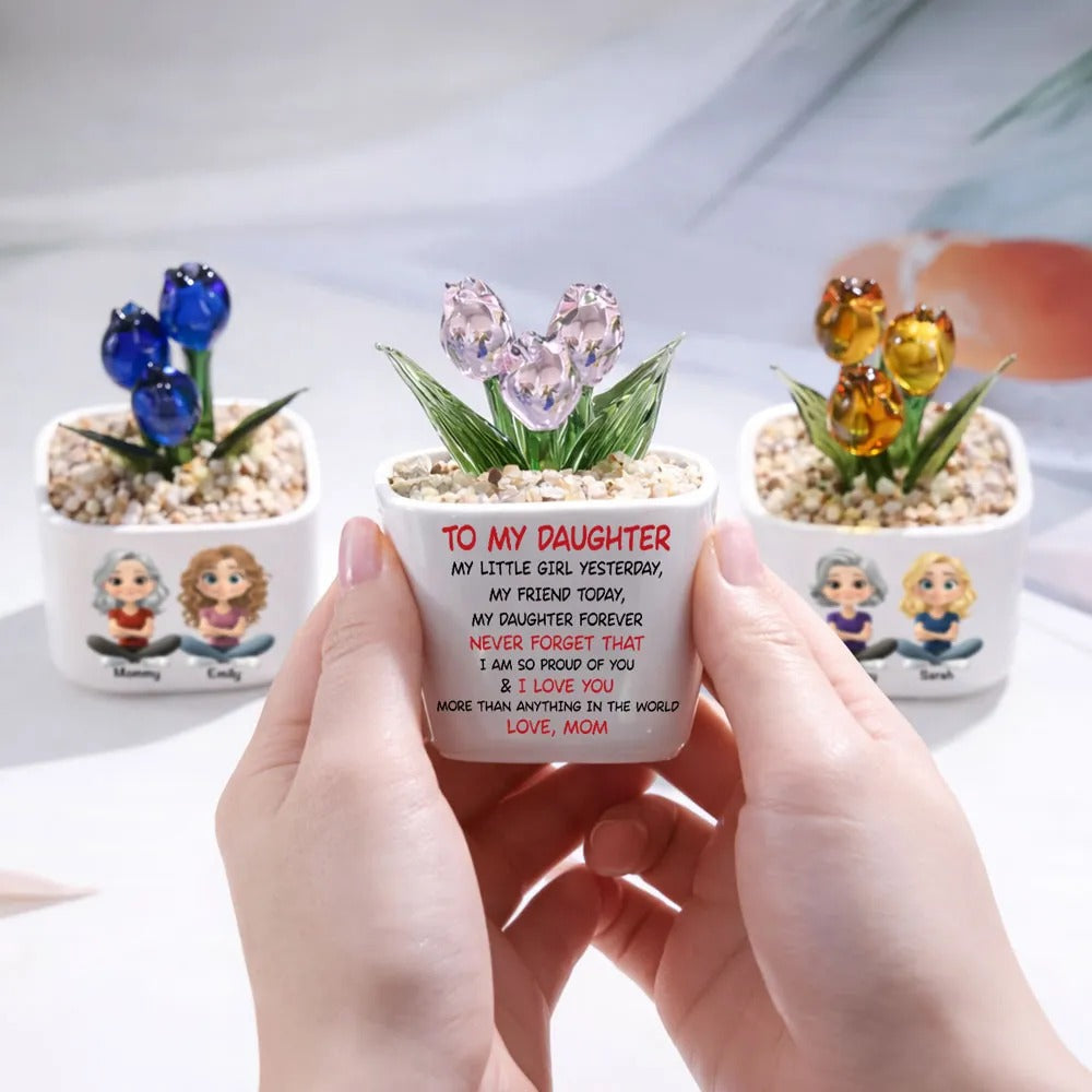 My Daughter Forever - Personalized Custom Glass Everlasting Tulips