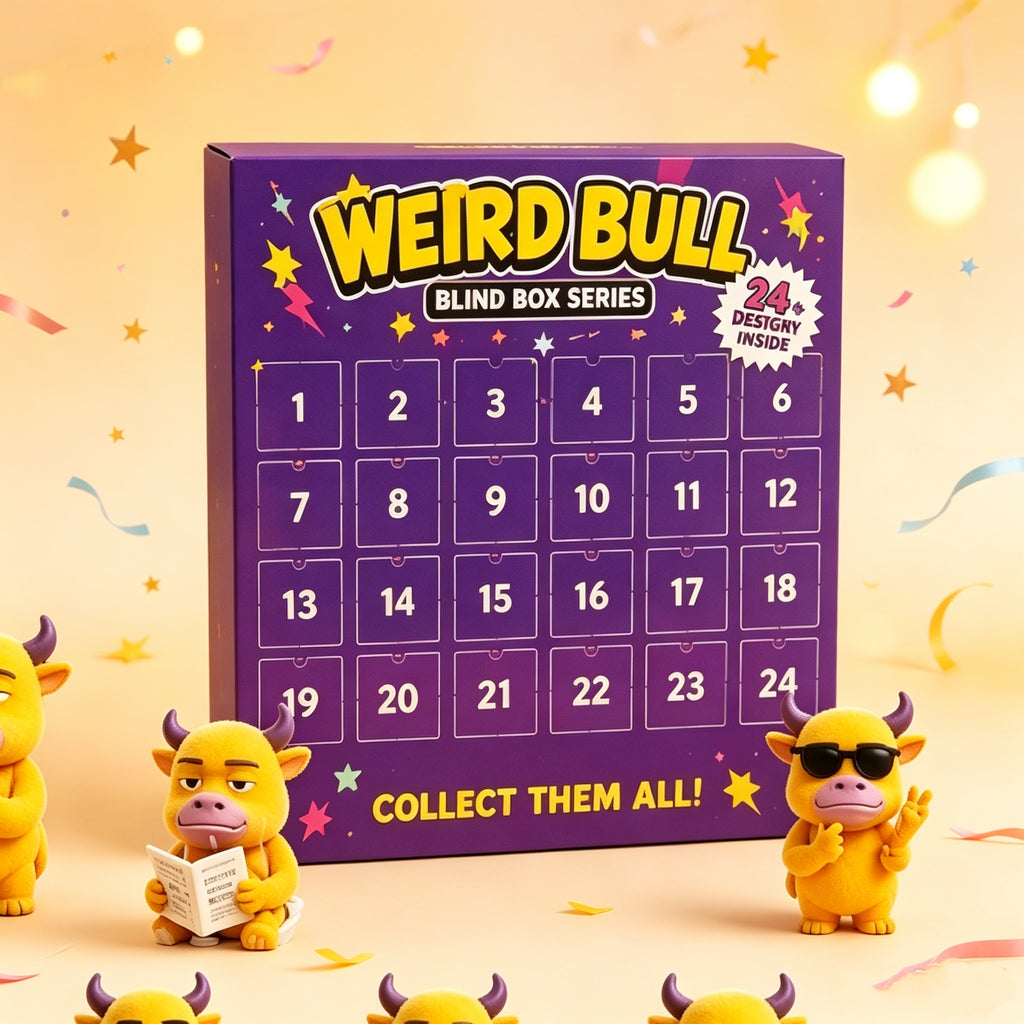 Weird Bull Mystery Blind Box Series | 24‑in‑1 Collectible Cute Character Figurines, Surprise Advent Calendar Gift Set