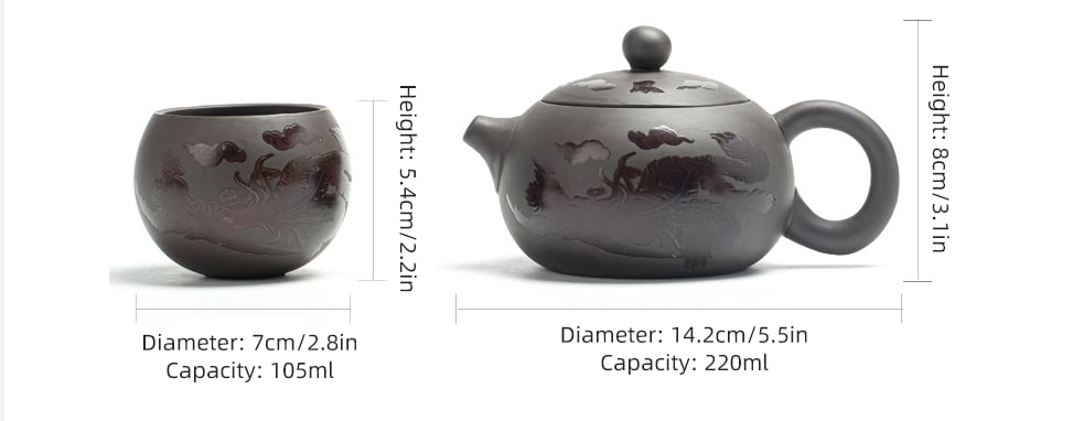 Summer Hot Sale Dragon And Phoenix Purple Clay Teapot