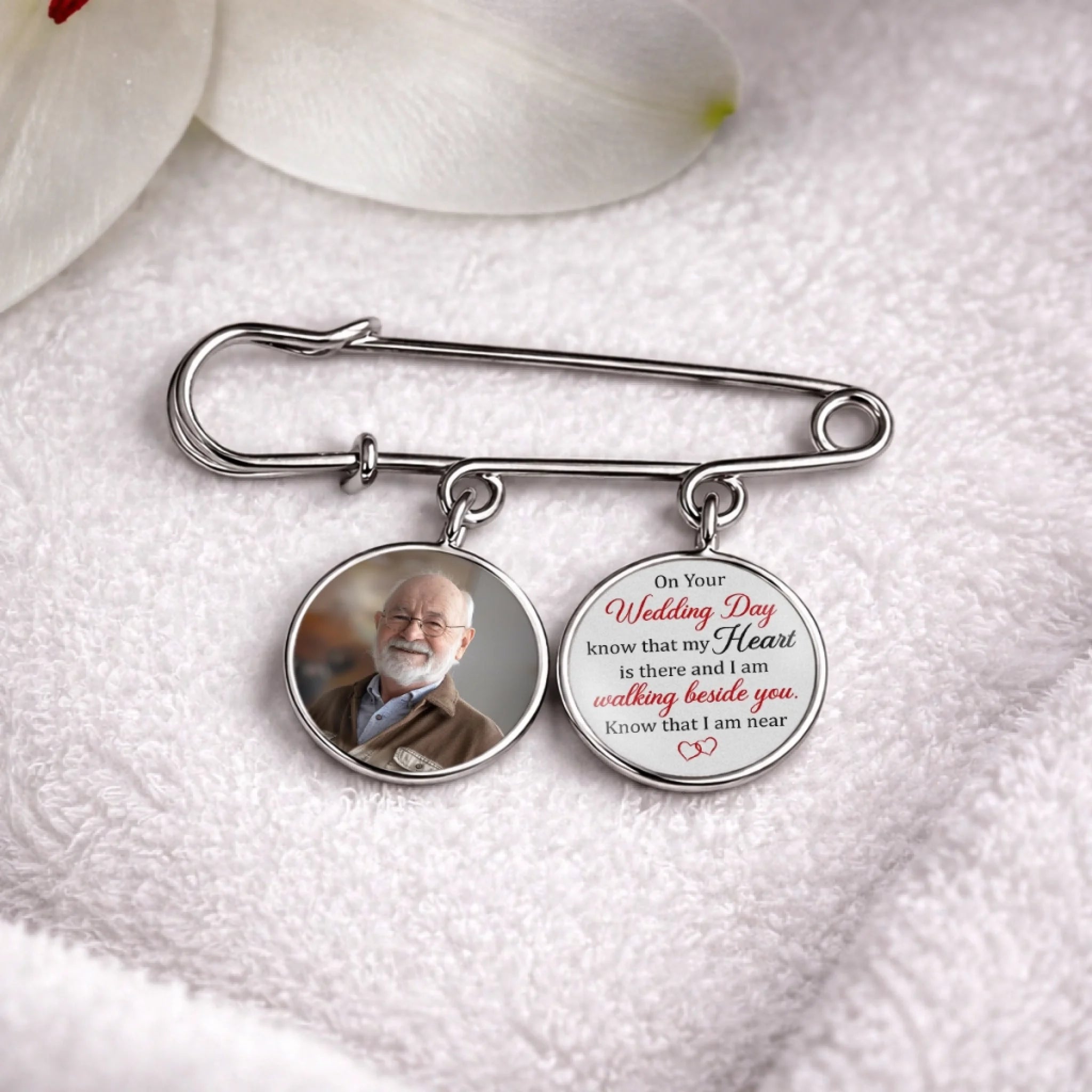 Custom Lapel Pin With Photo Charms - Personalized Memorial Sympathy Graduation Gifts