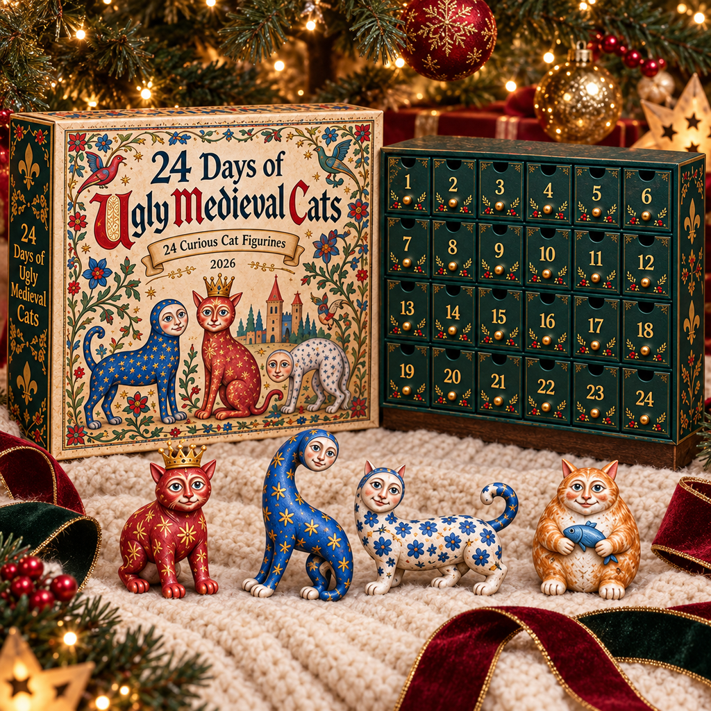 2026 Ugly Medieval Cats Advent Calendar – 24 Unique Collectible Cat Figurines for a Quirky Christmas Countdown
