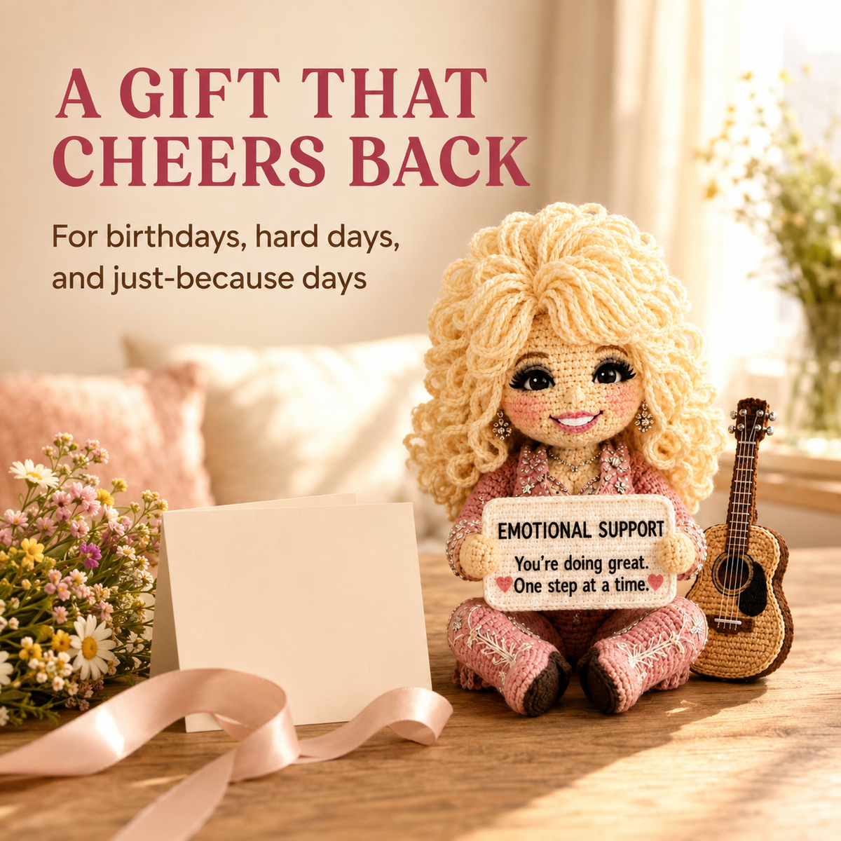 Country Music Singer Emotional Support Doll – Handmade Crochet Companion