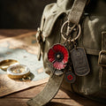 Poppy Remembrance Keychain - Vintage Bronze Tone - Honor & Rememberance