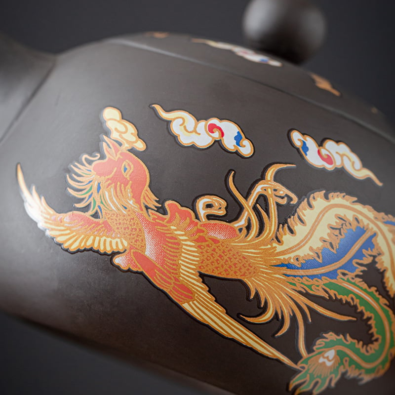 Summer Hot Sale Dragon And Phoenix Purple Clay Teapot