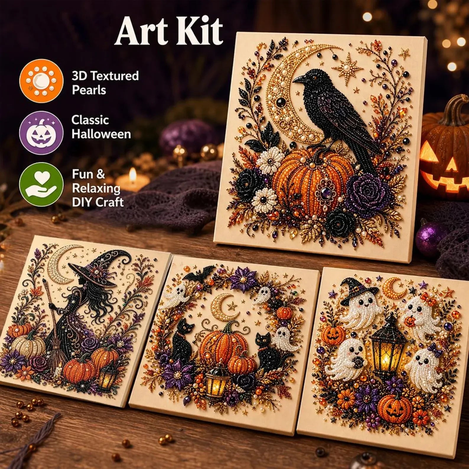 Halloween Cow Witch Pearl Art DIY Kit