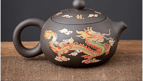 Summer Hot Sale Dragon And Phoenix Purple Clay Teapot