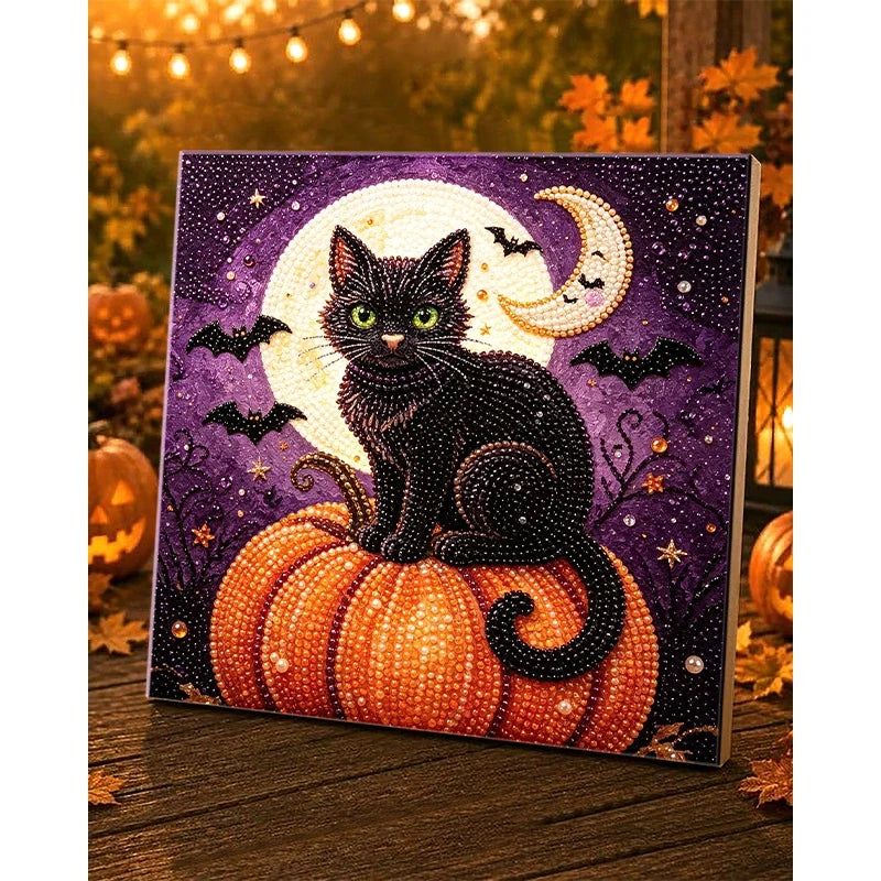 Framed Halloween Black Cat Pearl Art DIY Kit