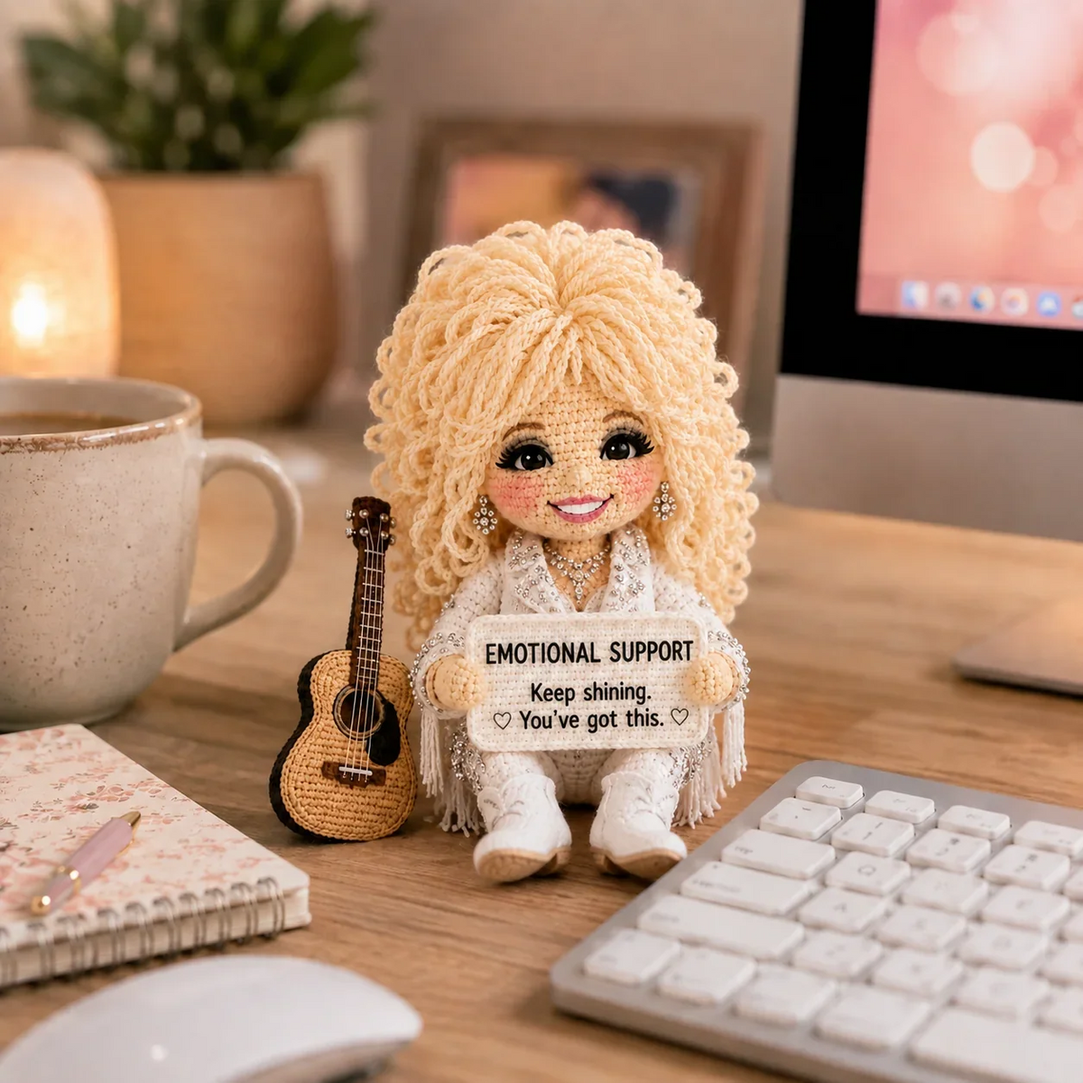 Country Music Singer Emotional Support Doll – Handmade Crochet Companion