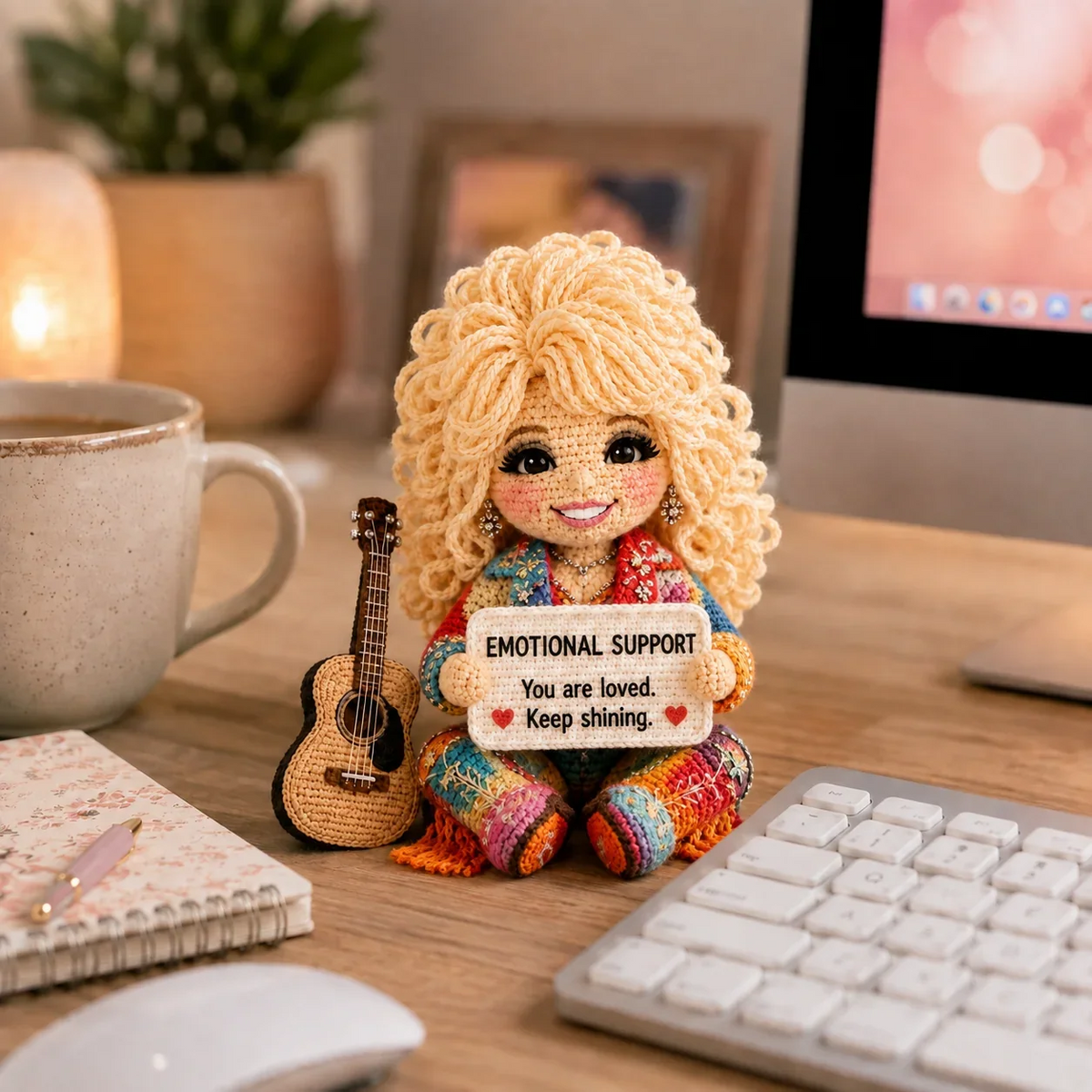 Country Music Singer Emotional Support Doll – Handmade Crochet Companion