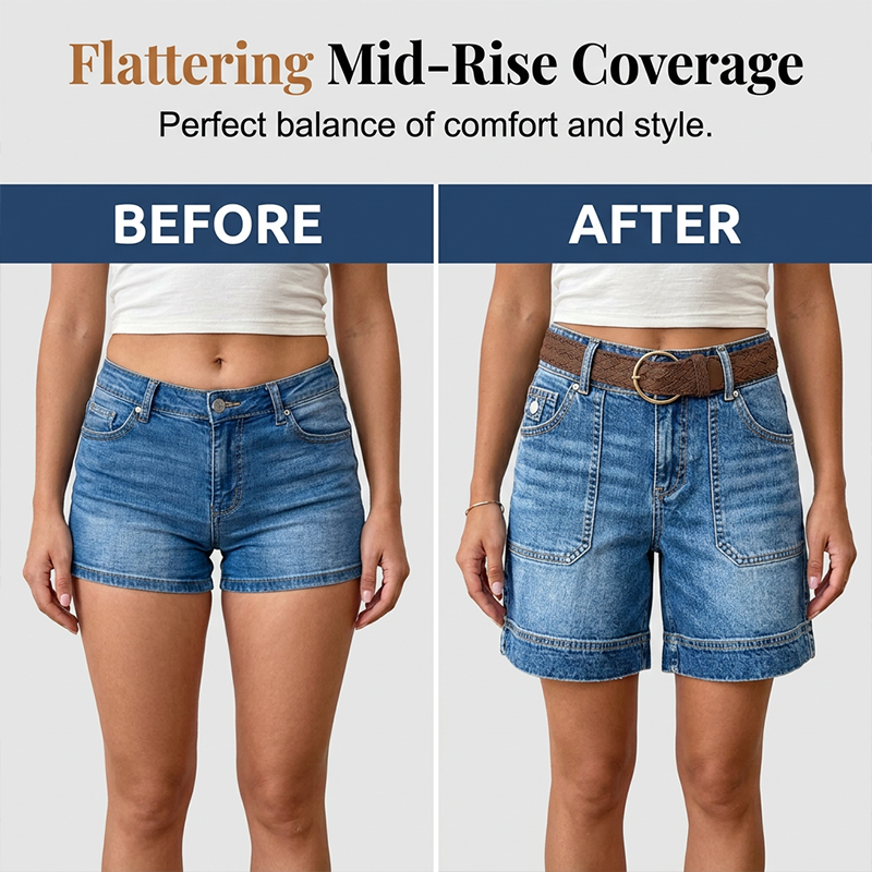 Summer Special Limited Time Discount Stretchy Mid-Rise Bermuda Shorts – Cargo Pockets & All-Day Comfort