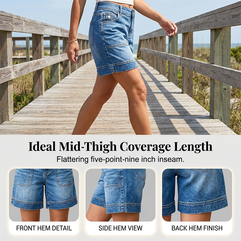 Summer Special Limited Time Discount Stretchy Mid-Rise Bermuda Shorts – Cargo Pockets & All-Day Comfort
