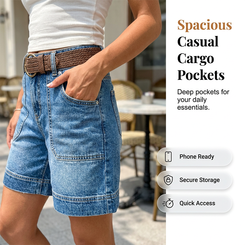 Summer Special Limited Time Discount Stretchy Mid-Rise Bermuda Shorts – Cargo Pockets & All-Day Comfort