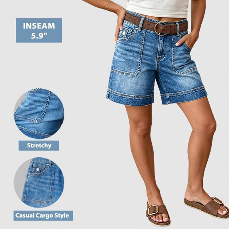 Summer Special Limited Time Discount Stretchy Mid-Rise Bermuda Shorts – Cargo Pockets & All-Day Comfort